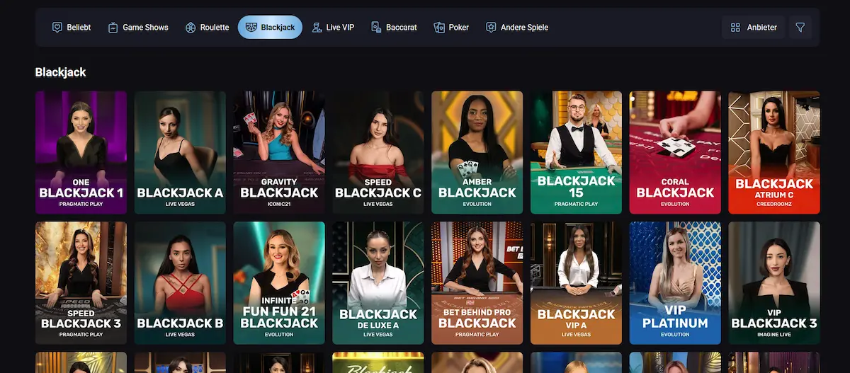 Live-Blackjack-Tisch im Slotlounge Casino