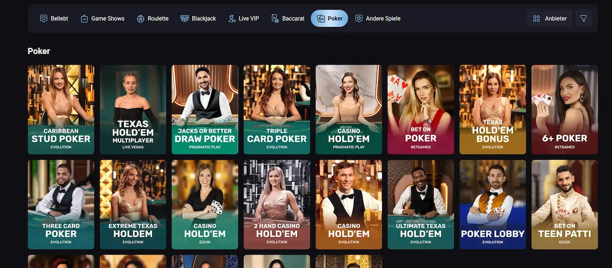 Live-Poker-Tisch im Slotlounge Casino